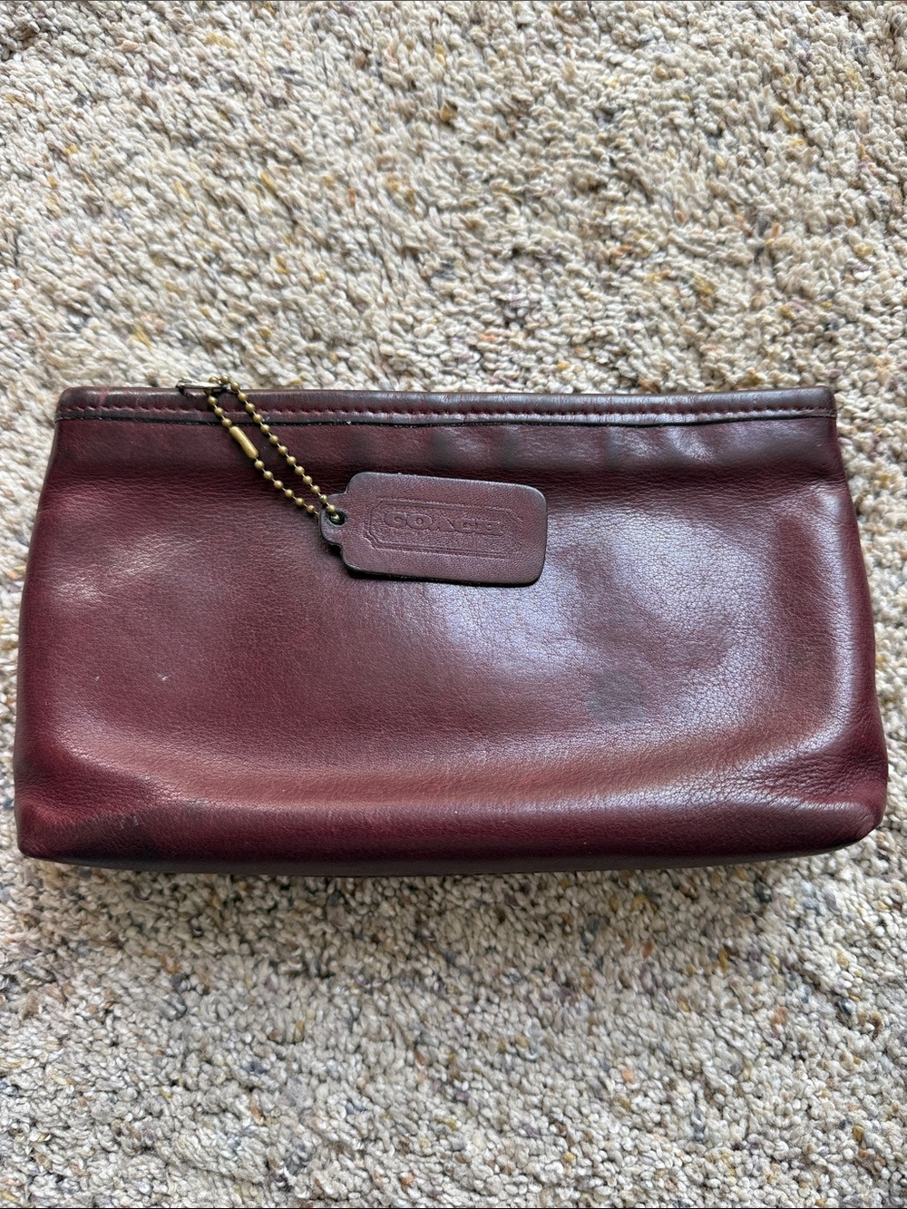 Coach Leather Wristlet Clutch in Burgundy Red